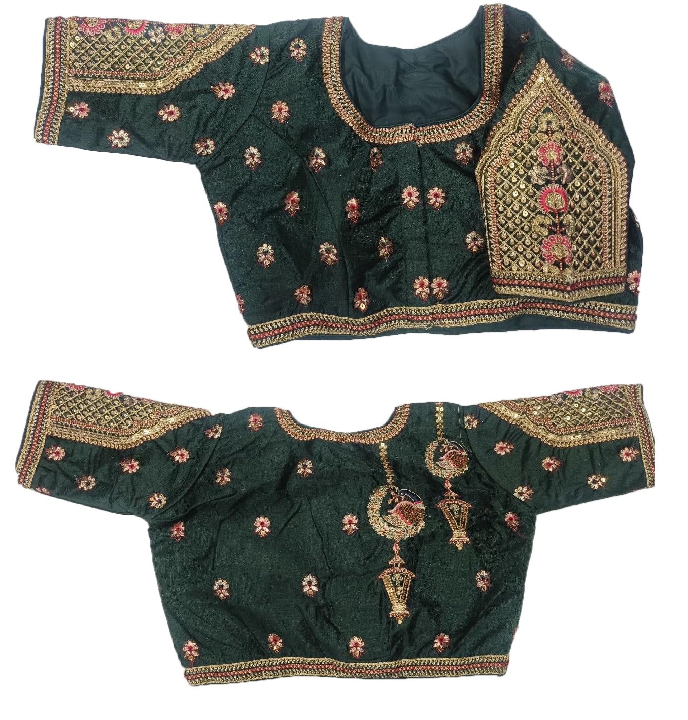 Pujia Mills WomenS Indian Ethnic Designer Codding With Zari Embroidery Copper Sequence Work Round Neck Half Sleeve Readymade Wo