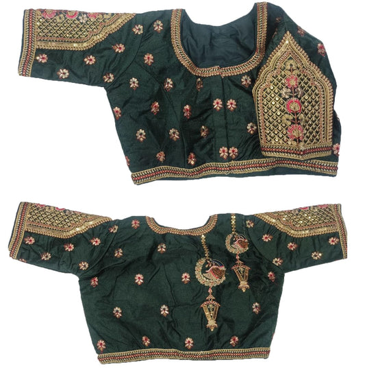 Pujia Mills WomenS Indian Ethnic Designer Codding With Zari Embroidery Copper Sequence Work Round Neck Half Sleeve Readymade Wo