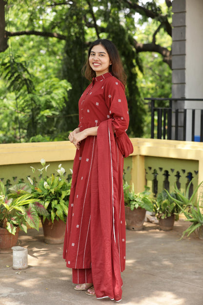 ANNI DESIGNER Women's Rayon Viscose A-Line Printed Kurta with Palazzo & Dupatta