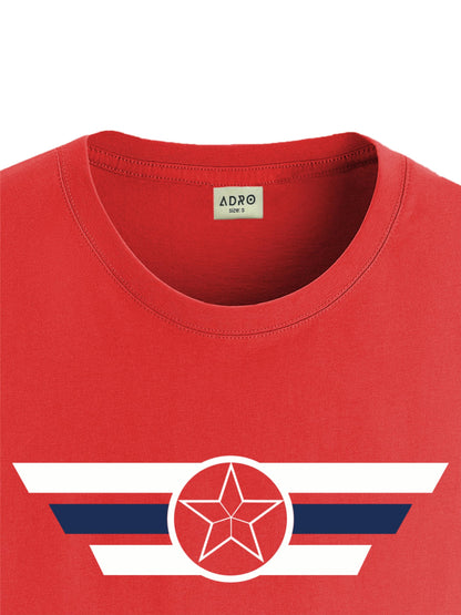 ADRO Men's Solid Regular Fit T-Shirt (RN24-CAP-RD_Red