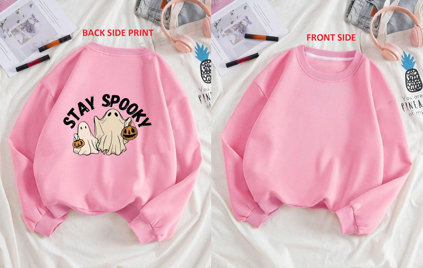 TAGAS Womes Front and Back Kangaroo Pocket Drawstring Hoodie|Sweatshirt for Women| Winter Wear for Women ||(WH-7015) Pink