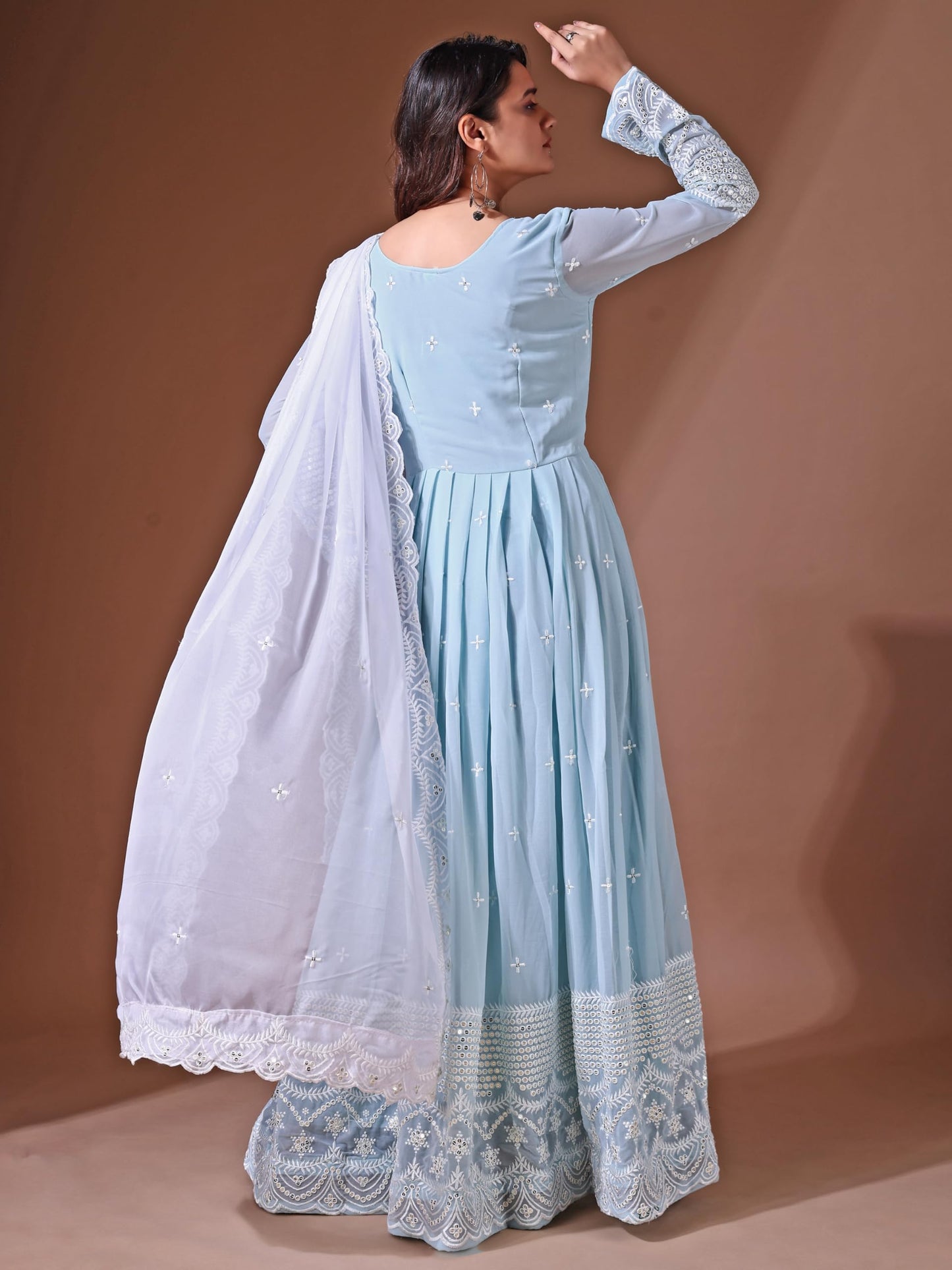 Fashion Basket Faux Georgette Sequins Long Dress for Women
