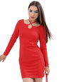 Ketch Polyester Blend Womens Fashion Wear Fitted Fit Dress Standard Length (Khj6000412_Red_Xl)