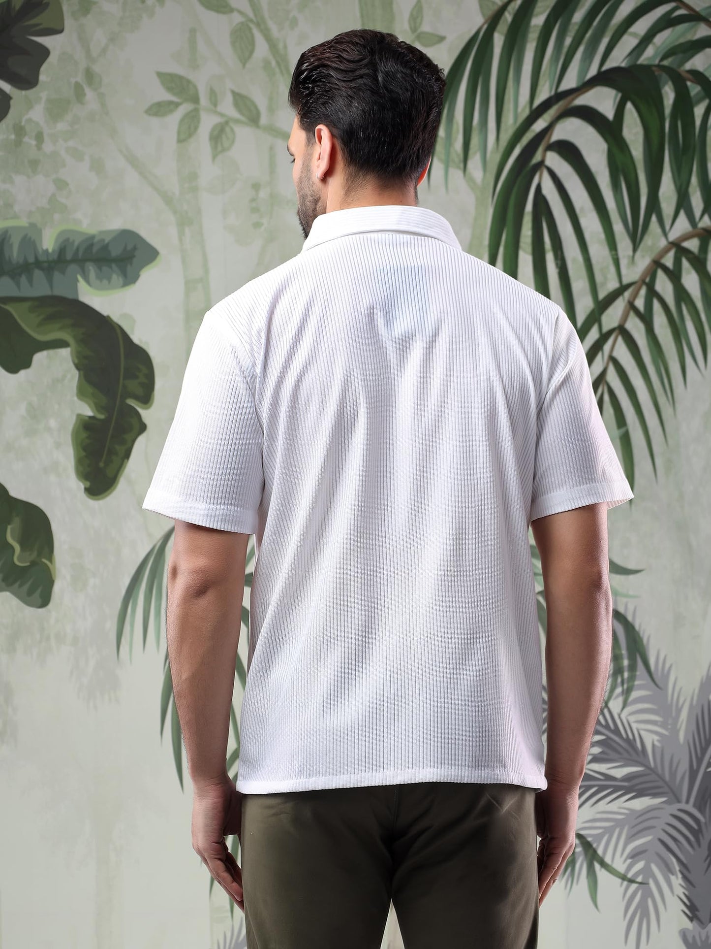 Kotty MenS Half Sleeve Solid Lightweight Polycotton Classic Fit Shirt(White,M)