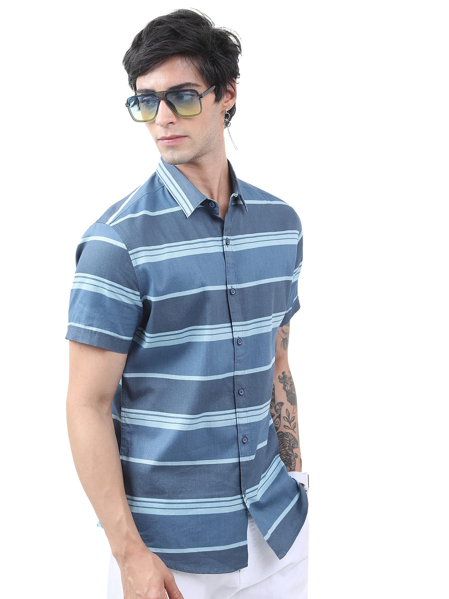 Ketch MenS Slim Fit Shirt (Khsh001306_Blue