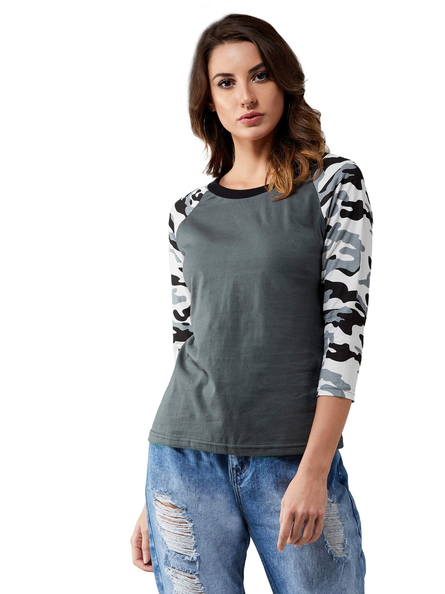 Miss Chase WomenS Charcoal Grey 100% Cotton Printed T-Shirt(Mcaw19Ts50-10-185-03,Charcoal Grey,Small)