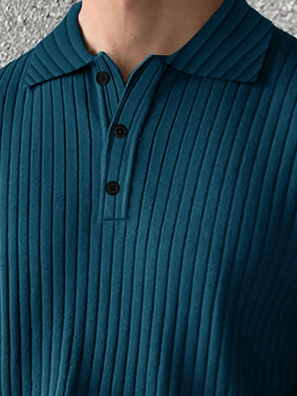 Noble Monk Relax Fit Polo Neck T-Shirt Teal Melange