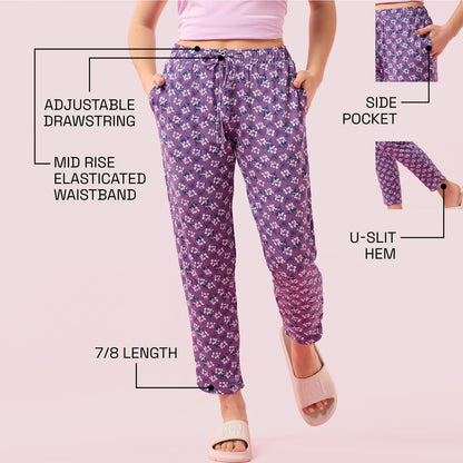 Enamor E048 Tapered Lounge Pants with Drawstring Details with Metal Ends