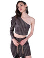Ketch WomenS Polyester Geometric Mini Co-Ord Set (Khce000097_Black/Gold, Small