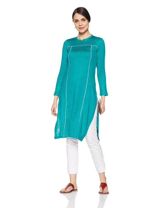 Aurelia Synthetic Women's Straight Winter Kurta