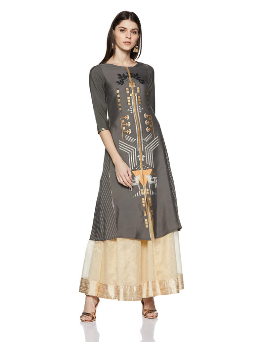 W for Woman Women's Synthetic A-Line Regular Kurta
