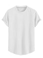 Greciilooks T Shirt For Men Cotton | Textured Oversized Fit Man T-Shirt | Round Neck Half Sleeve Men T-ShirtS White