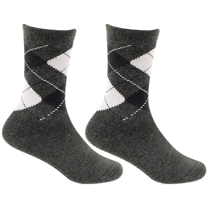 Bonjour Argyle Pattern Full Length Woolen Socks for Kids- Pack Of 2