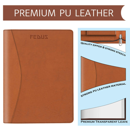 FEDUS Document File Folder Certificate Foolscap Size(Bigger Than A4 Size)4 Ring File Folder for Document Leatherette Document Ho