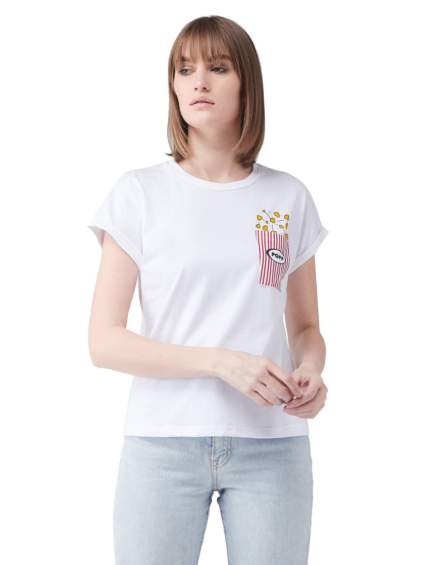 Miss Chase WomenS Cotton Round Neck Short Sleeves Graphic Print Basic T-Shirt
