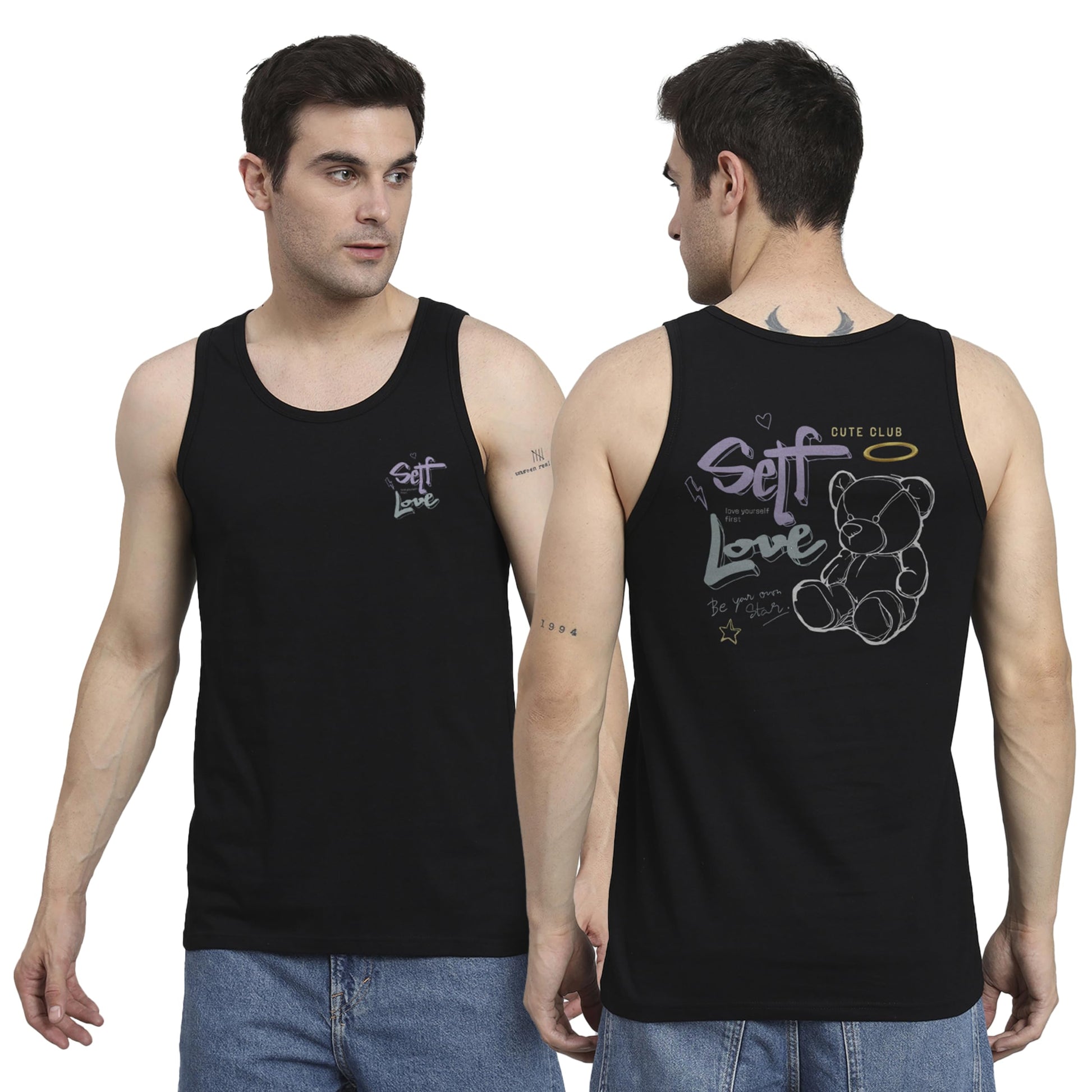 Peppyzone Mens Regular Fit Vest (TT-Teddy16FB20FB_Black