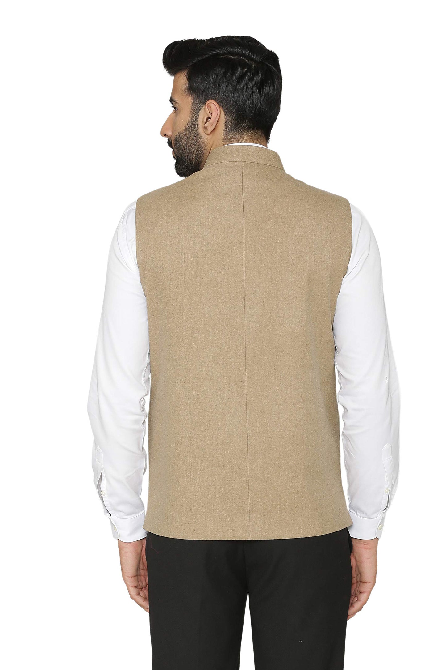 WINTAGE Mens Tweed Wool Festive and Casual Nehru Jacket Vest Waistcoat : Brown