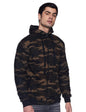 Campus Sutra Mens Forest Green Camouflage Hoodie with Insert Pocket for Casual Wear | Hooded Neck | Long Sleeve | Zipper Closur