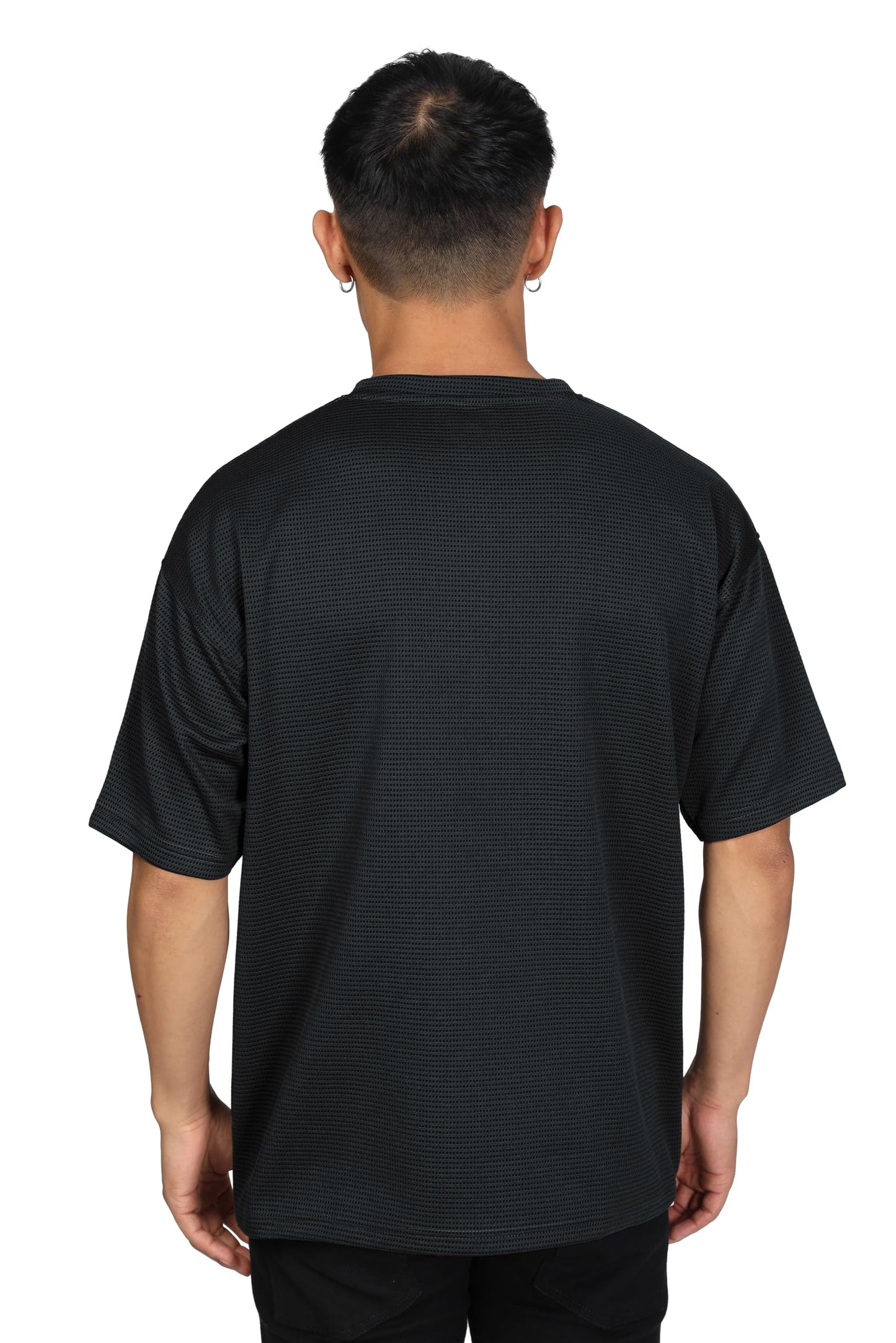 SHODOX Mens Solid Dotted Unique Design Oversized Tshirt for Men - Round Neck Loose Fit Drop Shoulder Mens T-Shirt