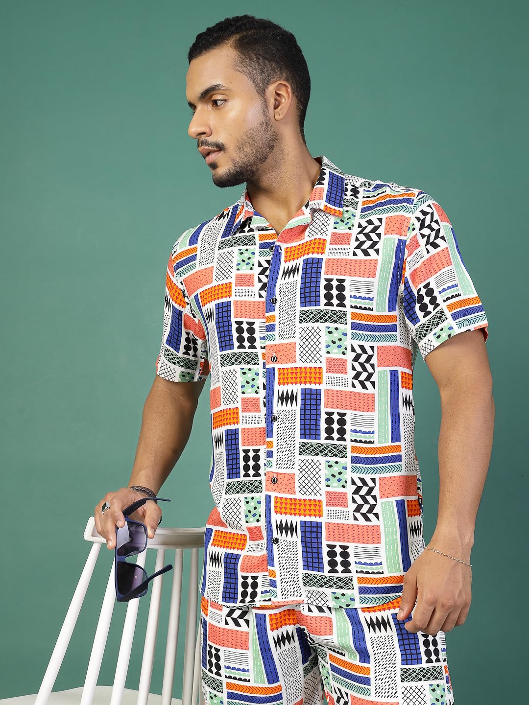 Rigo Printed Co-Ord Set For Men | Casual Shirt & Shorts Night Suit | Lounge-Wear Nightdress Pajama Set | Night, Beach, Vacation