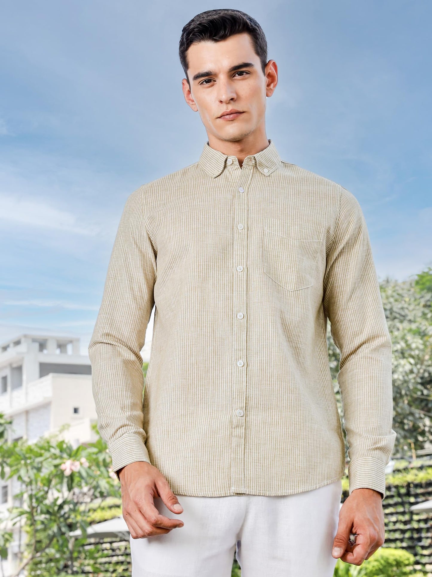 Thomas Scott Slim Fit | Button Down Collar | American Style Pocket | Long Sleeve | Shirts for Men (Available in Plus Size) Brown