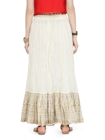 Varanga Cotton Aline Skirt White