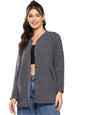 Aarika Womens Winter Wear Black Colour Solid Woolen Cardigan (S-L)