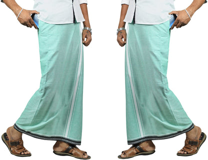 Prakasam Cotton Mens Kerala Thalapathi Border 2Way Pocket (Right &Left Side) Flexi Size (Adjustable) Welcro Single Colour Dhoti