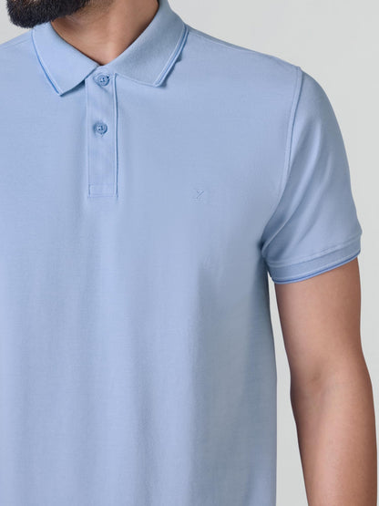 XYXX Accent Solid Halfsleeve Polo Tshirt for Men Sky Blue