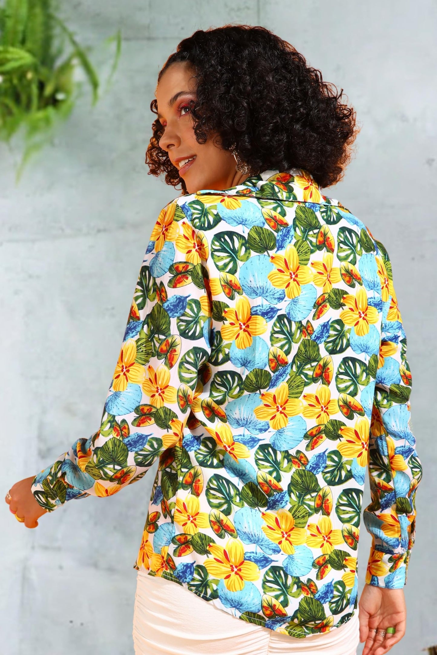 POPWINGS Printed Full-Sleeves Regular-Fit Polyester Printed Shirt for Women Stylish Western Casual Wear