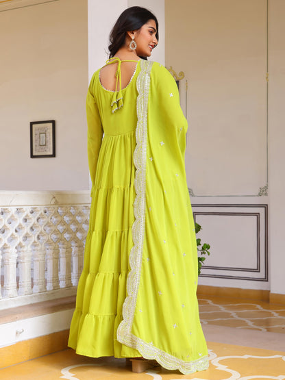 Fashion Basket WomenS Georgette Solid Anarkali Dress