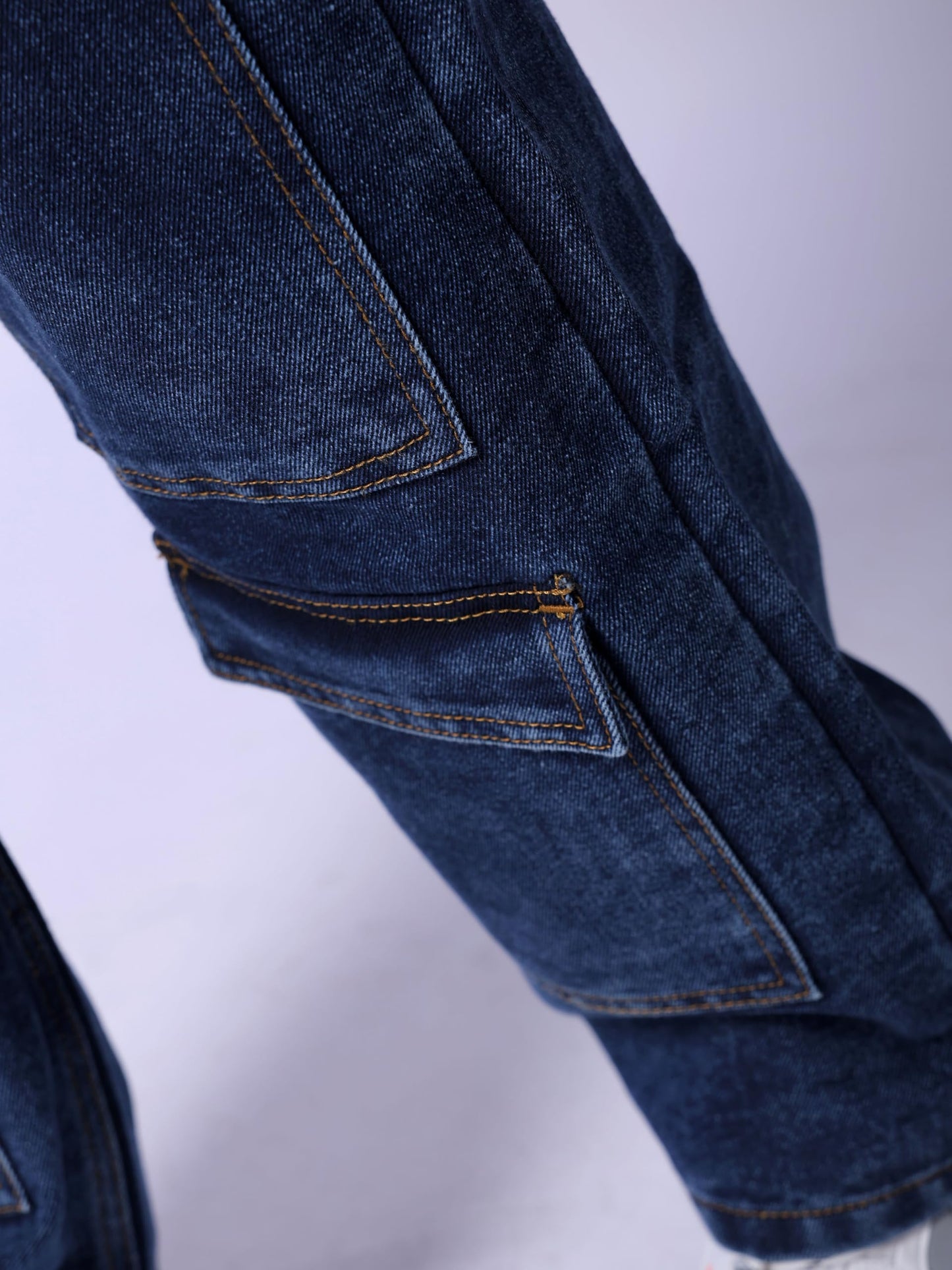 The Indian Garage Co Men Baggy Solid Mid-Rise Carpenter Utility Denim