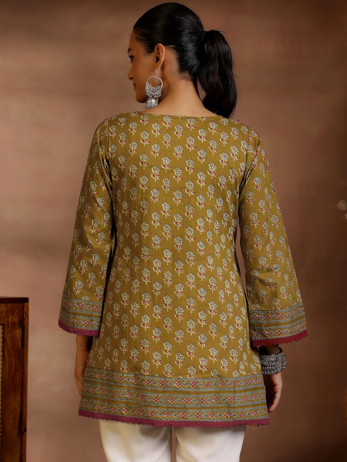Libas WomenS Cotton A-Line Kurta (29062H_Olive