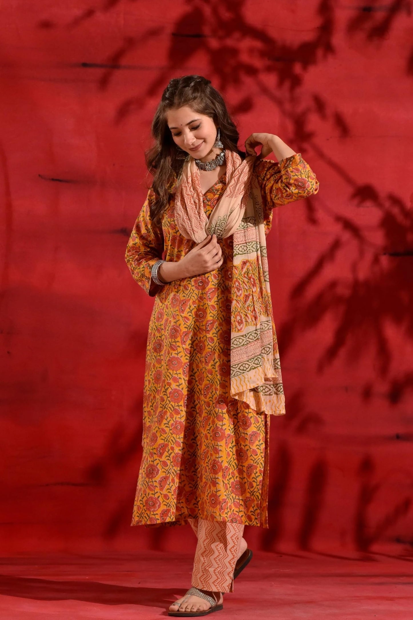 Kalaanj Women's Kurta Set - XL, Multicolored, Model KALSS24SK-6_SP-51-XL, 3-Piece Set