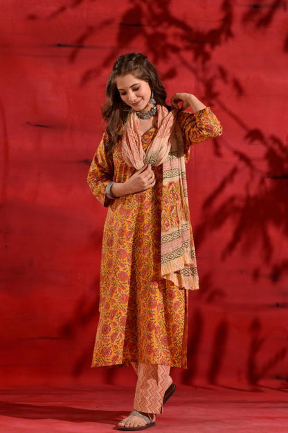 Kalaanj Women's Kurta Set - XL, Multicolored, Model KALSS24SK-6_SP-51-XL, 3-Piece Set