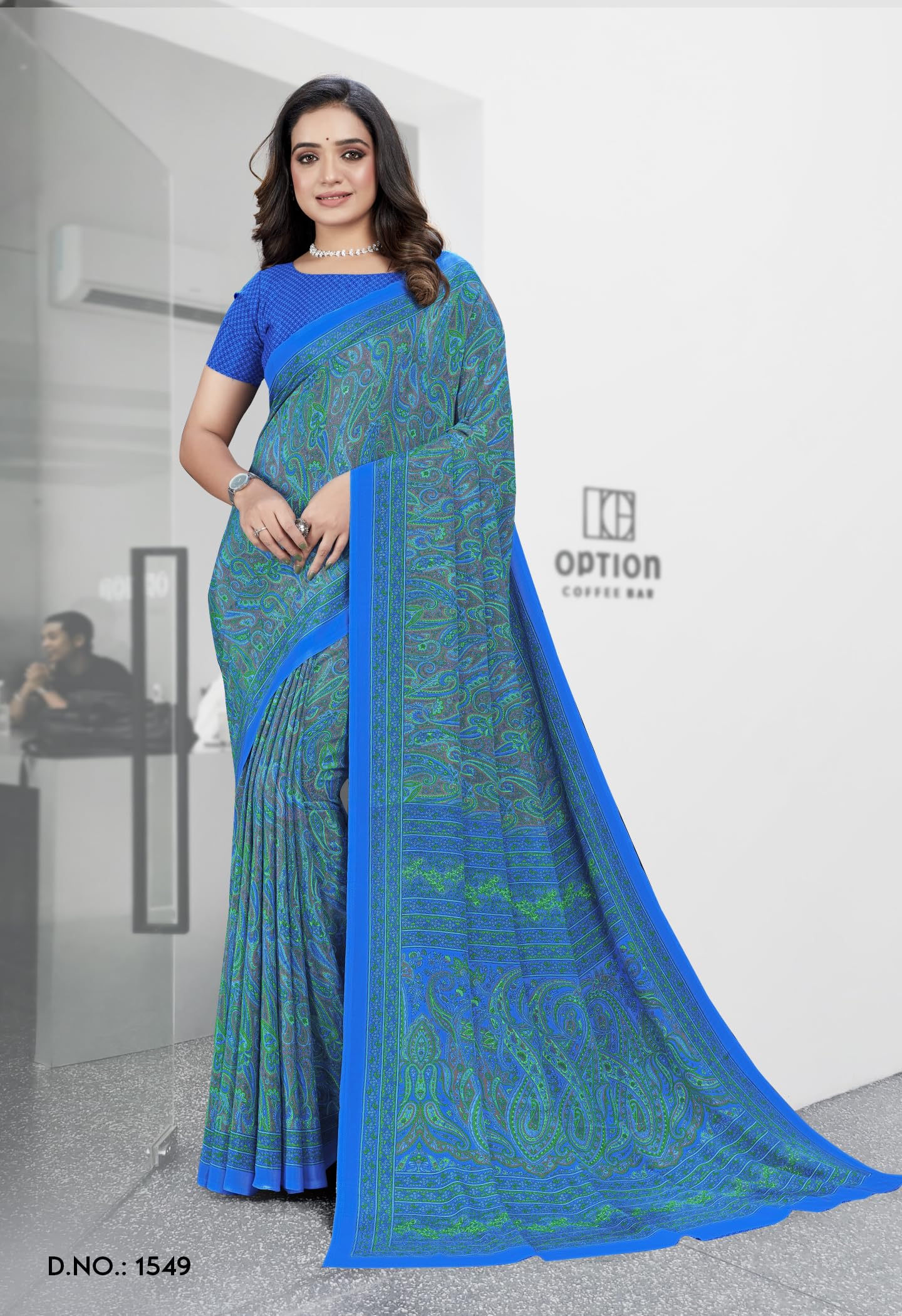 Vimla WomenS Multicolor Crepe Silk Uniform Saree With Blouse  Elegant Design For Various Professional Settings