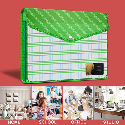Fedus Documents Holder Envelope Folder, Stylist Printed File Storage Bag With Snap Button Transparent Plastic File For Documents