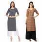 Pinkmint Women's Crepe Digital Print Straight Kurta [Pack of 2] (CKZ-349-378)