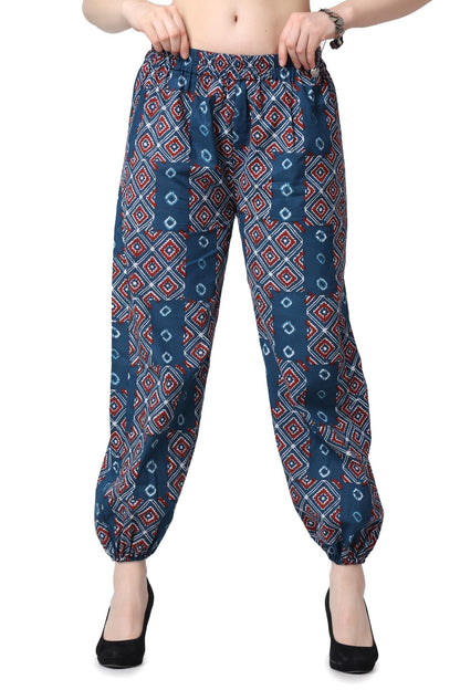 POPWINGS Casual Bagru Printed Joggers for Women || Pull On Joggers for Women || Comfortable Casual Women Joggers for Summer || L
