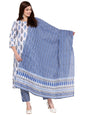ANNI DESIGNER Women's Cotton Straight Kurta with Pant & Dupatta (KPTD-COT-10018-WHITE)
