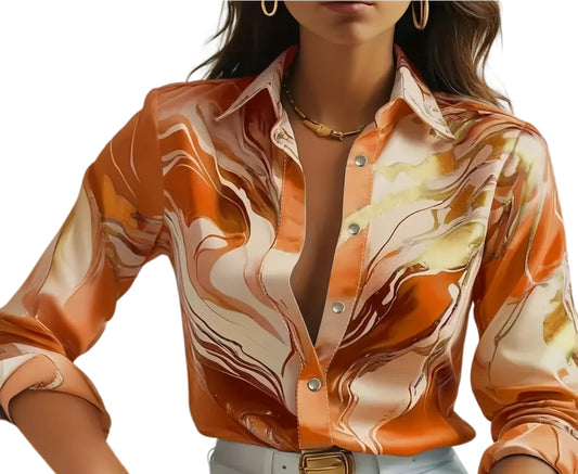 Indoprimo Satin Printed Stylish Shirt For Women