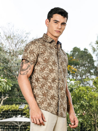 Thomas Scott Mens | All Over Printed | Spread Collar | 100% Cotton | Short Sleeve | Shirts for Men (Available in Plus Size) Oli