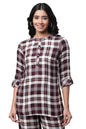 Aurelia Women Maroon Yarn Dyed Rayon Lurex Straight Kurti
