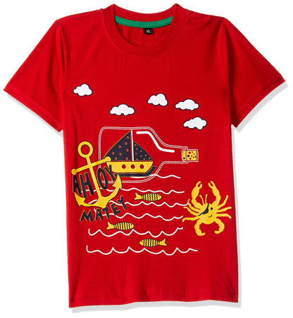 T2F Boy Cotton Printed Regular Fit T-Shirt (Pack of 5),Multicolour,6-7 Years