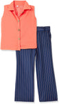 Aarika GirlS Cotton Blend Top Pant Suit-Dress Set (Dr-1610_Peach-Navy-Blue_34)