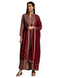 Libas Womens Embroidered Georgette A-Line Kurta With Trousers And Dupatta