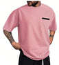 Indoprimo MenS Polyester T Shirt With Pocket Half Sleeves Round Neck Line Solid Pattern Loose Fit Classic Style And Standard Le