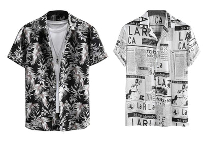 Rebelify Half Sleeve Printed Shirts For Men Regular Fit Printed Spread Collar Casual Shirt Lycra Fabric With Combo Shirt (Pack O