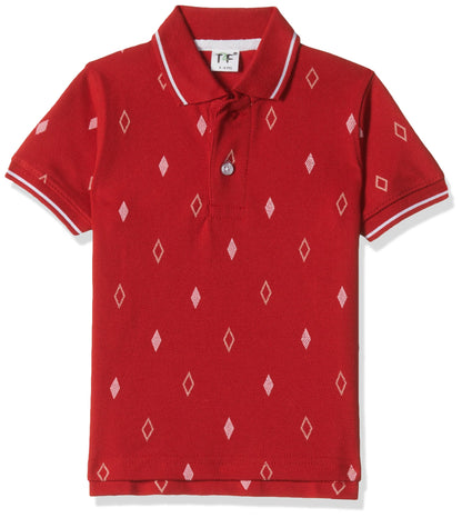 T2F Boys Cotton Regular Fit T-Shirt Red