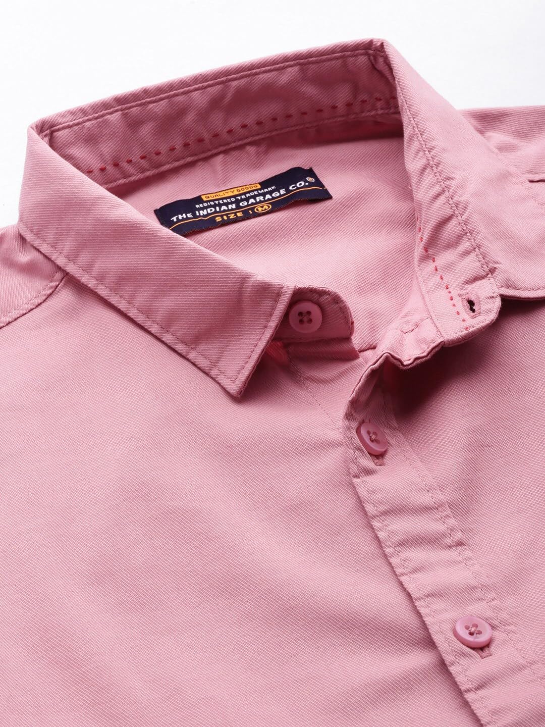 The Indian Garage Co Men Pink Solid Slim Fit Casual Shirt